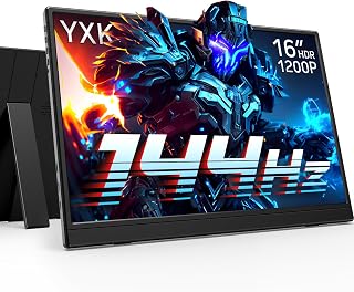 Yxk Portable Monitor 16 inch 1200P 144Hz IPS HDR Ultra-Slim Gaming Monitor | Dual Speakers USB-C HDMI Second Screen for Laptop PC Mac Phone Xbox PS4/5 Switch, VESA Kickstand, Zero Frame Travel