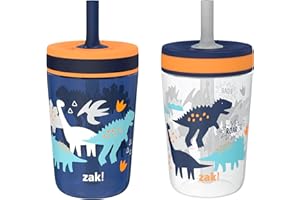 Zak Designs Kelso Toddler Cups For Travel or At Home, 15oz 2-Pack Durable Plastic Sippy Cups With Leak-Proof Design is Perfect For Kids (Sweet Berry, Lemon Zest)
