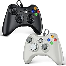 Zamia 2 Pack Wired Controller for Xbox 360, Compatible with xbox 360/PC Windows 10/8/7, with Upgraded Joystick, Double Vibration, 2.5mm headphone Jack