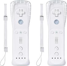 Zamia 2 Packs Upgrade Controller with Silicone Case and Wristband,Remote Controller Compatible for Wii/Wii U Games (White 2Pack Right)