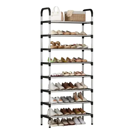 Zapateros Mueble Zapatos Organizador Zapatero De Metal Plateado De 8 Pisos