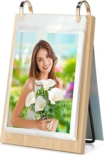 ZEEYUAN 4x6 Desk Picture Frame Vertical Standing Flip Photo Album on Stand Collection Book for Table 4x6 Photo Book Office Desktop Decor for Women, Mother's Day Birthday Gifts for Mom Wife Grandma
