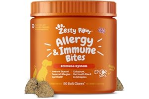 Zesty Paws Allergy Immune Bites - Dog Allergy Chews, Dog Probiotics for Itchy Skin and Ears, Lamb, 90ct