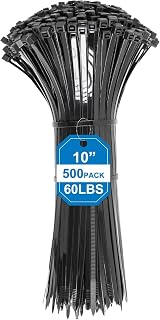 Zip Ties 10 Inch -500 Pcs Black Cable Ties for Cable Management