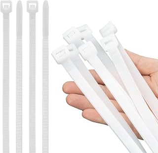 Zip Ties Heavy Duty 12 inch,50 Pack Toothed Double Sided With 120LBS Tensile Strength Cable Ties,Extra Large Wire Ties Adjustable Nylon Tie Wraps for Indoor Outdoor（White）