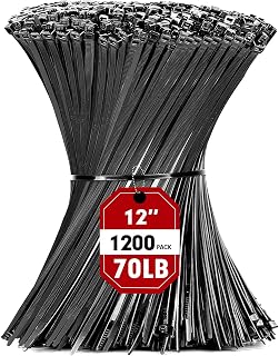 Zip Ties, RAZCC 1200pcs Black Cable Zip Ties 12 Inch, Heavy Duty Plastic Wire Ties with 100lb Tensile Strength, Self-Locking Black Nylon Tie Wraps for Indoor and Outdoor
